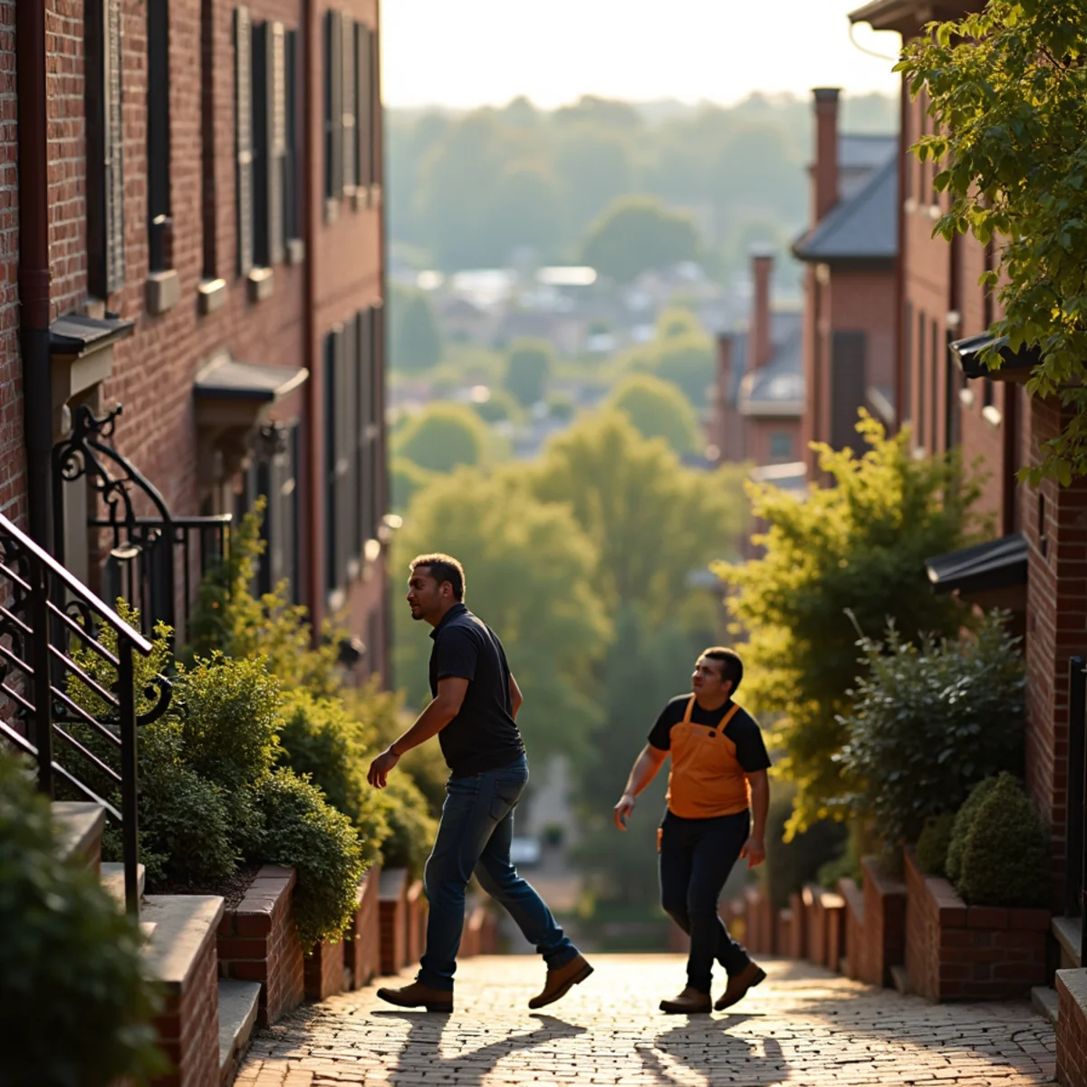 Charming Conshohocken PA borough rowhomes and Fayette Street hill
