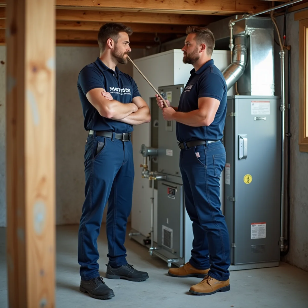 Outdoor heat pump condenser and indoor high-efficiency gas furnace